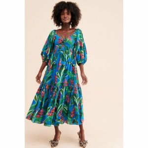 NEW Farm Rio Dream Garden Midi Dress Multi XS